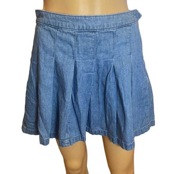 AMERICAN EAGLE OUTFITTERS SIZE 2 BLUE PLEATED MINI SKIRT - Picture 7 of 14